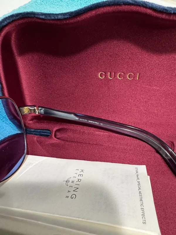 Gucci Gold Frame Blue Lenses Authentic Sunglasses - Image 7