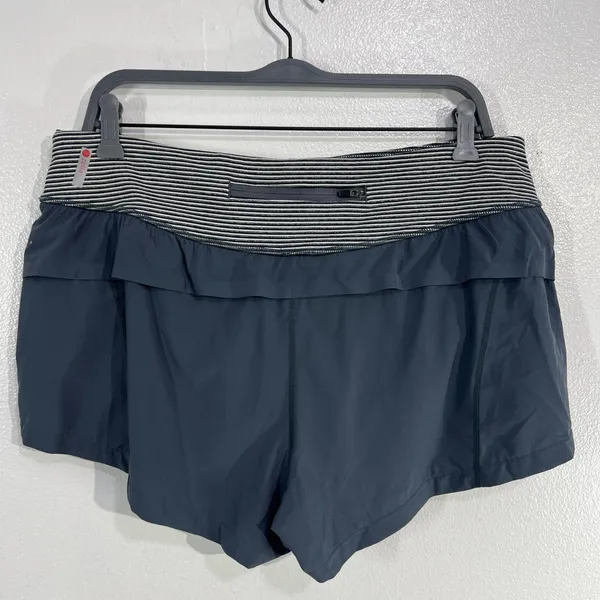 Zella Womens‎ XL Lined Athletic Shorts Striped Waistband Pockets Gray Blue Gym - Image 3