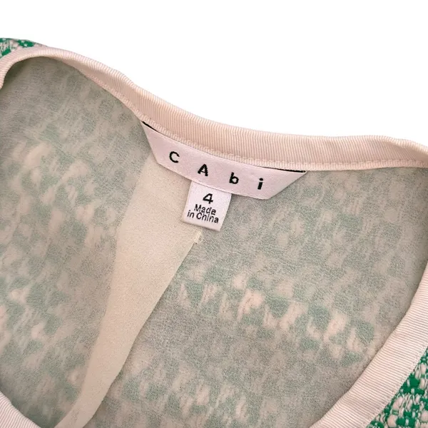 Cabi Woven Knit Full Zip Cardigan‎ Green Sweater Womens 4 Office Career Preppy - Image 4