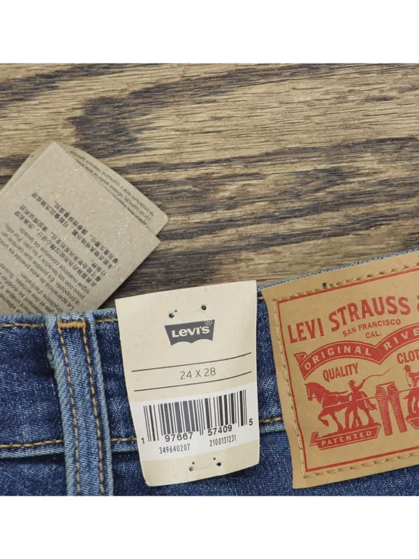 NWT Levi's Straight Jeans Button Fly High Rise Indigo Here We Go Blue 24x28 - Image 11