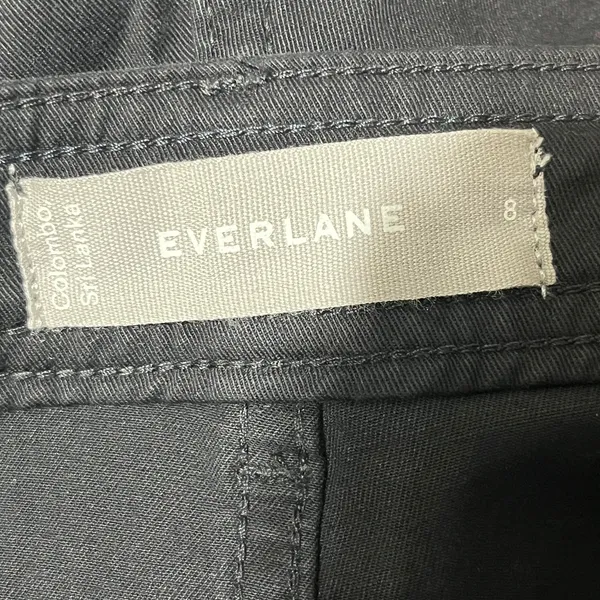 Everlane Women's Black The‎ Lightweight Wide-Leg Crop Chino Cotton Pants Size 8 - Image 5