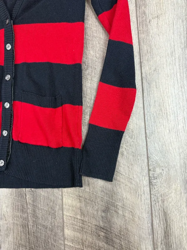 Abercrombie Red/Navy Stripe Cardigan - Image 2