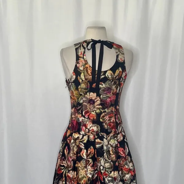 Anthropologie LEIFSDOTTIR Adelita Floral Brocade Metallic‎ Dress Party Size 2 - Image 9