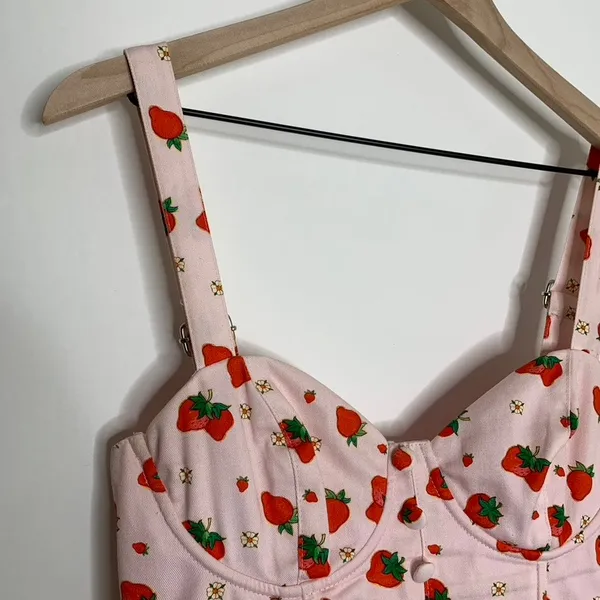 DollsKill Strawberry Shortcake Meadow Greeting Corset Top Strawberry Medium - Image 9