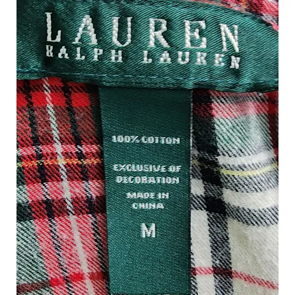 Ralph Lauren‎ Plaid Flannel Pajama Top Cozy Button-Down Sleepwear - Image 6