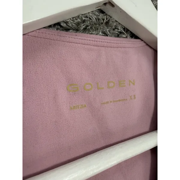Golden Aritzia Pink V-Neck Sports Bra Crop Top Activewear Padded Bralette XS - Image 8