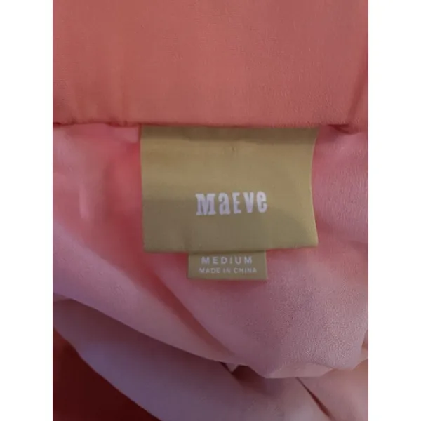 Maeve Anthropologie OrangePleated Maxi Skirt SizeMedium Elastic Waist Side Slits - Image 5