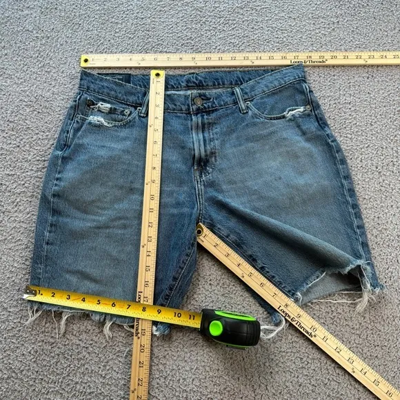 Abercrombie & Fitch Denim Shorts‎ Womens 34W Distressed Medium Wash Blue Stretch - Image 3