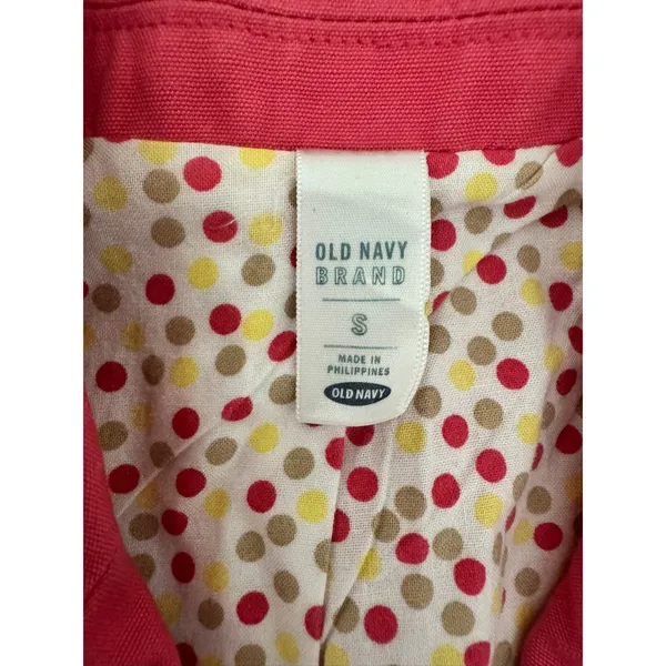 Vintage 2005 Old Navy Pink Cotton Blazer Polka‎ Dot Lining Y2K Barbiecore Small - Image 5