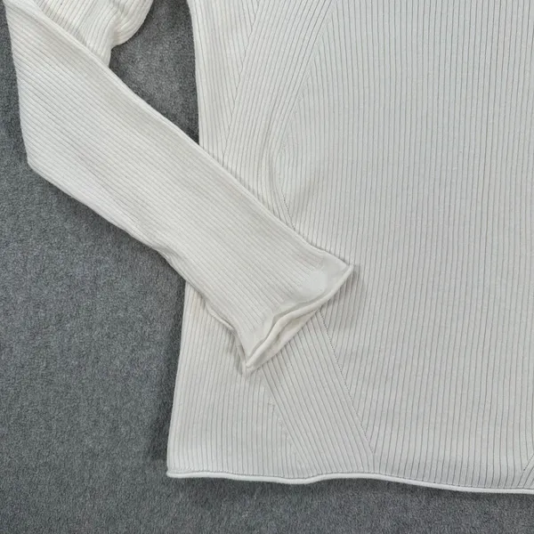 Maeve Anthropologie Ribbed Turtleneck Sweater Womens X-Large Ivory Slit Sleeve - Image 3