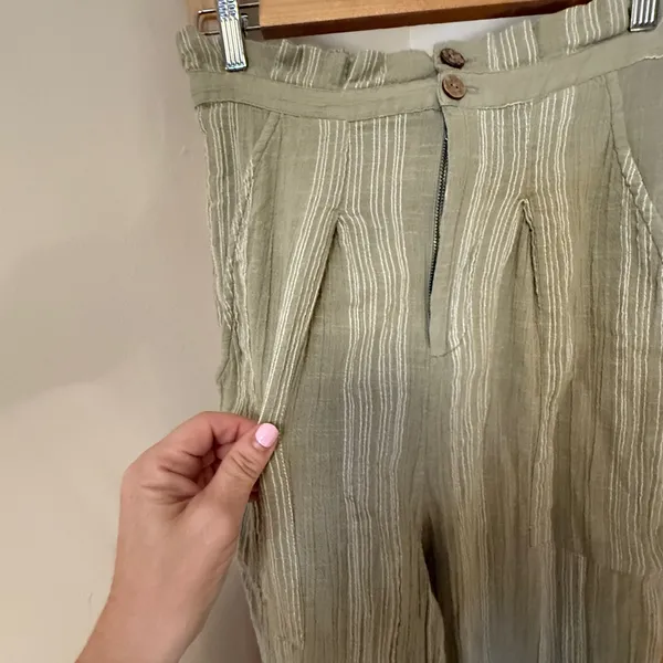 Free People Semi Sweet Cropped Pants in Sage Combo Super High Rise Small - Image 8