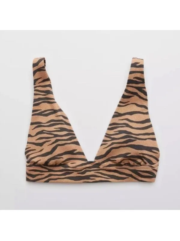 NWT Aerie Pique Triangle Zebra Stripes Bikini Top - Size: Small - Image 7