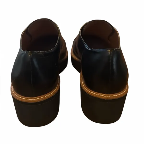 Halogen Black Leather Single Buckle Platform Loafers - Image 3