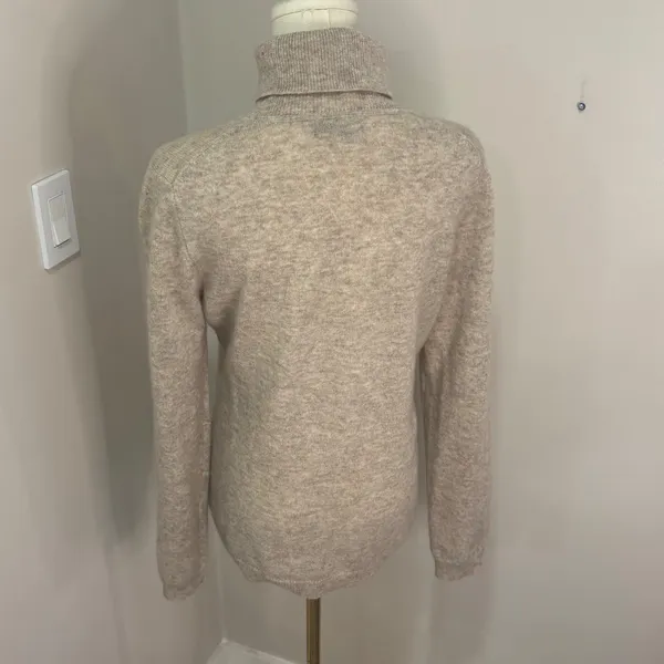 Charter Club Luxury Cashmere Turtleneck Sweater Oatmeal Beige Heather Medium - Image 3