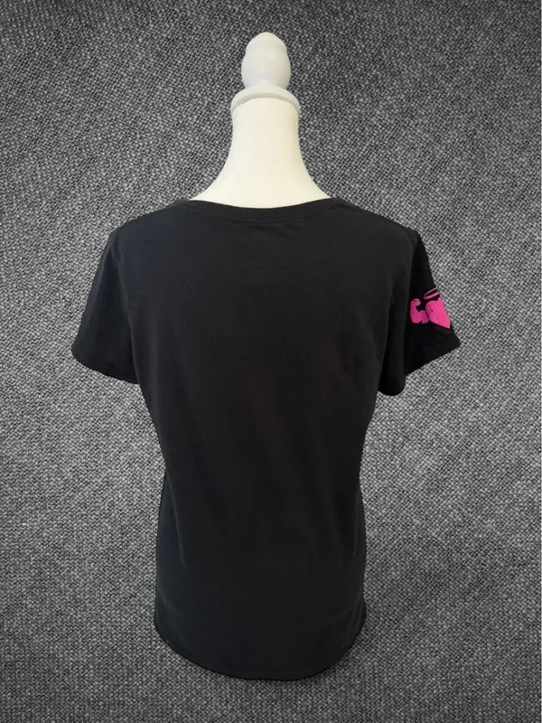 Gildan Black V-Neck Tee with Bright Pink Statement Print - Image 8