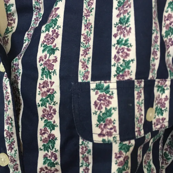 Cherokee Vintage 90s Western Style Floral Stripe Button Up Shirt Blue Purple M - Image 6
