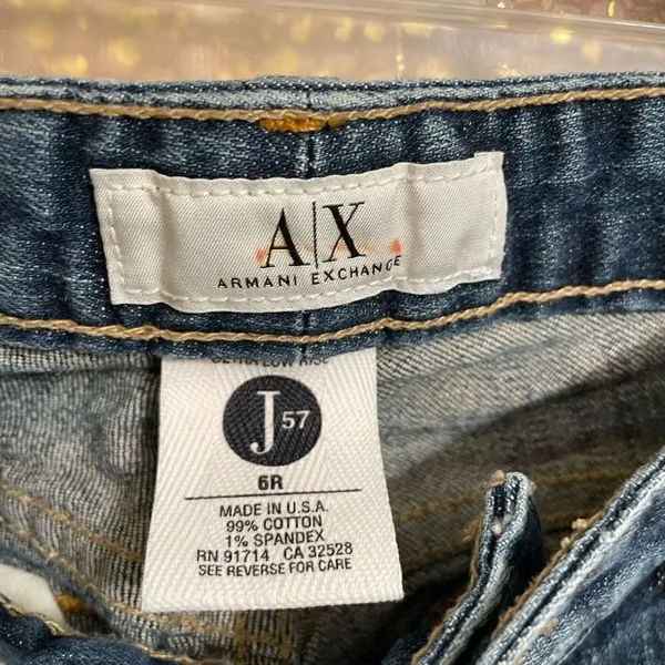 Armani Exchange J57 Ultra Low Rise Faded Wash Straight Leg Jeans, 6R - Image 3