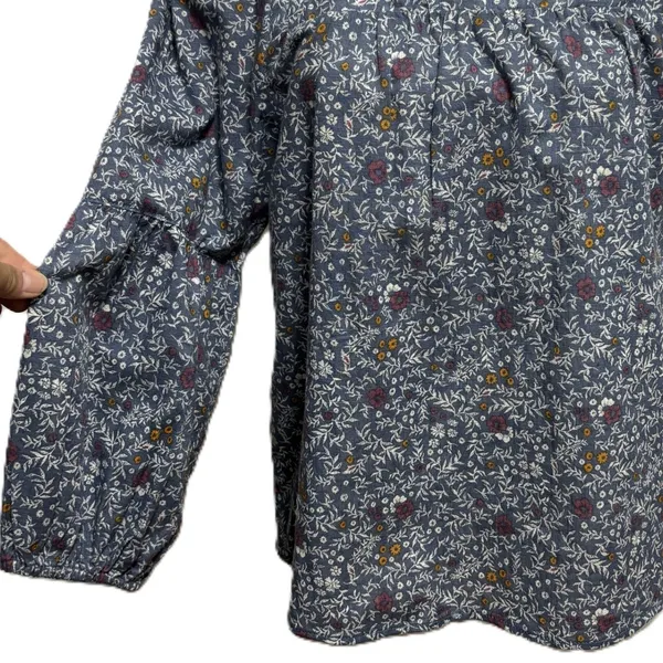 a.n.a Blouse Blue Floral Cotton Puff Sleeve Square Neck Boho Cottage Peasant M‎ - Image 2