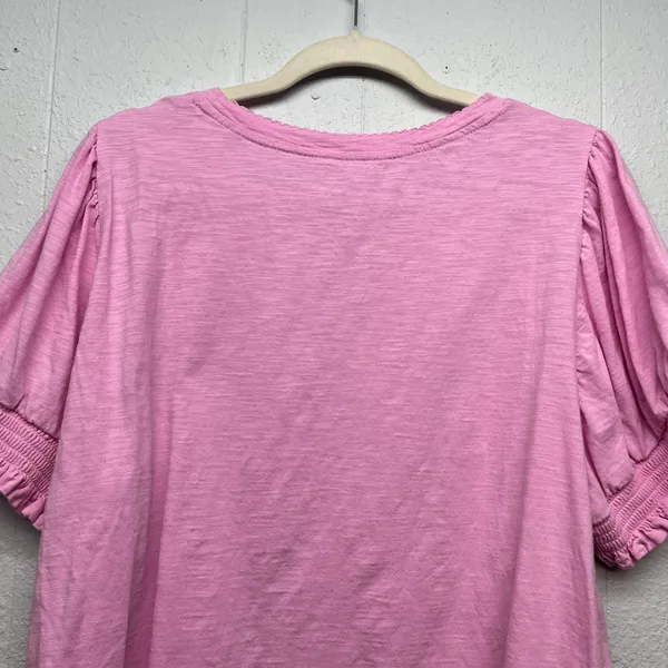 Jane & Delancey Womens Pink Top 2X 100% Cotton Stretch Smocked Minimalist Casual - Image 7
