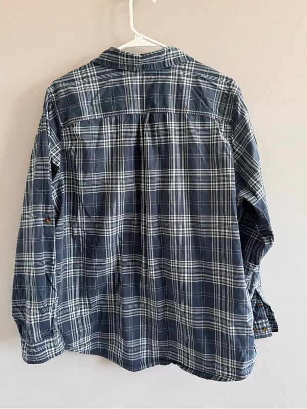 Carhartt Plaid Button Front Shirt Women’s 2X Blue‎ Cotton Utility - Image 3
