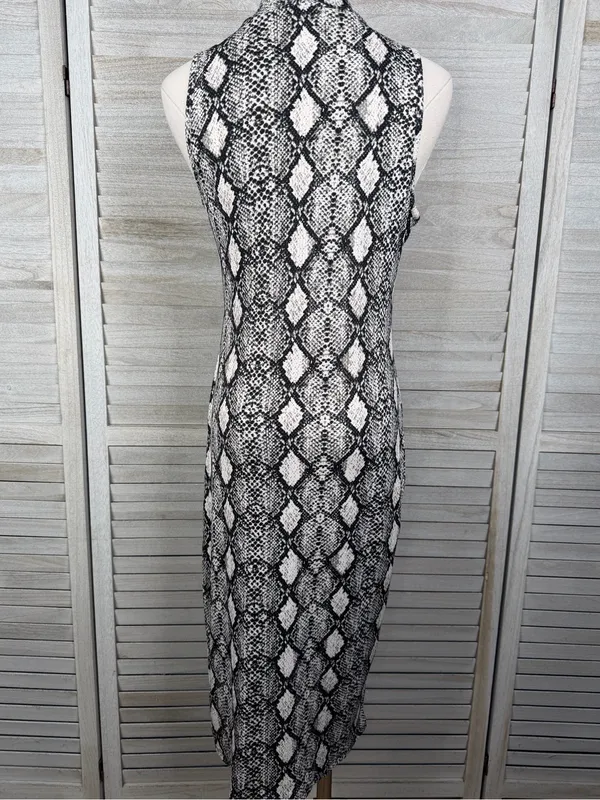 CAUTION TO THE WIND Snake Print Bodycon Sleeveless Mock Neck Maxi Dress-Medium - Image 3