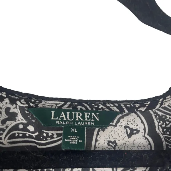 Lauren Ralph Lauren Size XL Black White Paisley Silk‎ Blend Blouse - Image 8