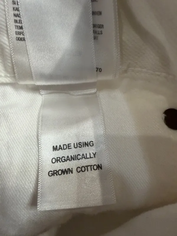 Agolde organic cotton denim criss cross high rise shorts raw hem white 31 - Image 11