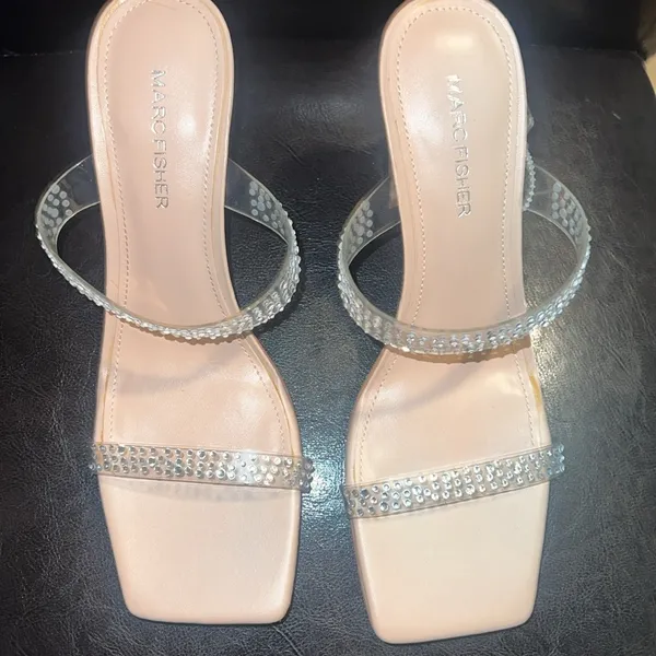 8M Marc Fisher Arlana Rhinestone Embellished Nude Clear - Image 4