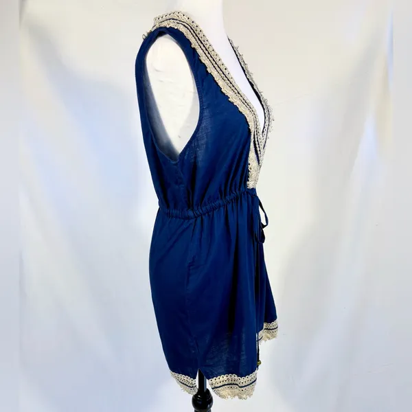 Mud Pie Navy Crochet Trim Swim Cover-Up Dress Sz Large💚 - Image 6