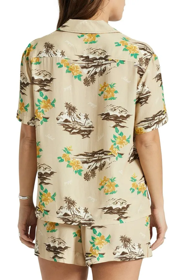 Brixton Bunker Paradise Island Print Camp Shirt Medium - Image 2
