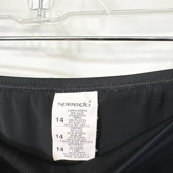 Speedo Size 14 Swim Skirt with Built-in Briefs Black Solid Modest Sporty 812 - Image 5