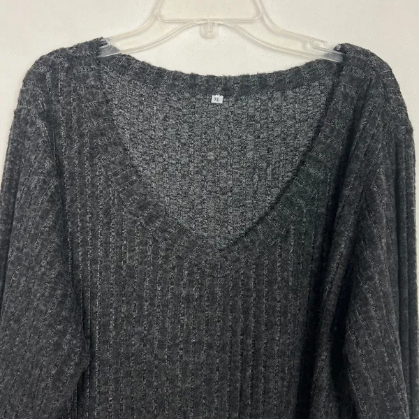 Women's Pullover Ribbed V-Neck Sweater Size XL - Image 2