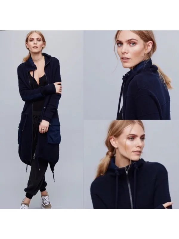 Free People Surplus Navy Cardigan Sweater Jacket Zip Cardigan Womens‎ Size XS - Image 3