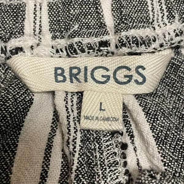 Briggs NY High Waisted Linen‎ Wide Leg Pants Gray & White Striped Women’s Large - Image 6