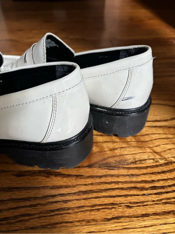 Steve Madden Lotto Cream & Black Chunky Patent Leather Loafers - Image 4