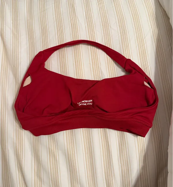 DFYNE Impact Halter Sports Bra | Crimson Red | Small - Image 2