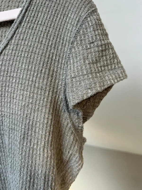 Free People Green Gray Waffle Tee - Image 5