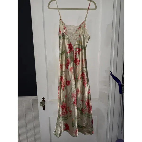 Cacique Floral Satin Chemise Nightgown with Lace Detail - Image 2