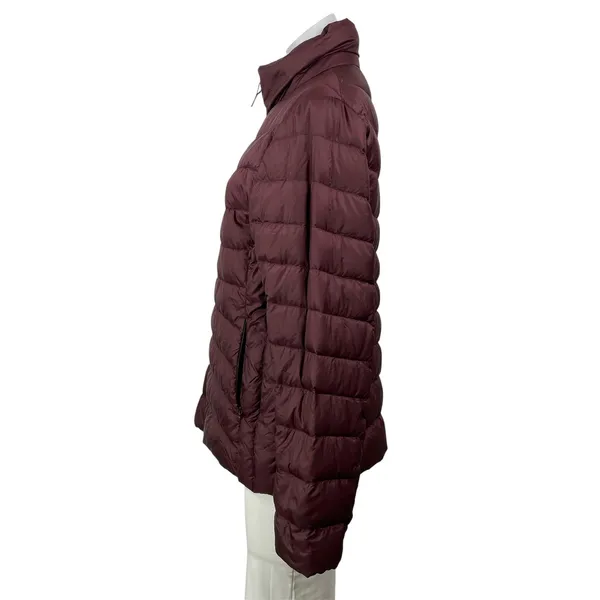 Uniqlo Burgundy Long Sleeves Quilted Ultra Light Down Puffer Coat Jacket Size L - Image 2