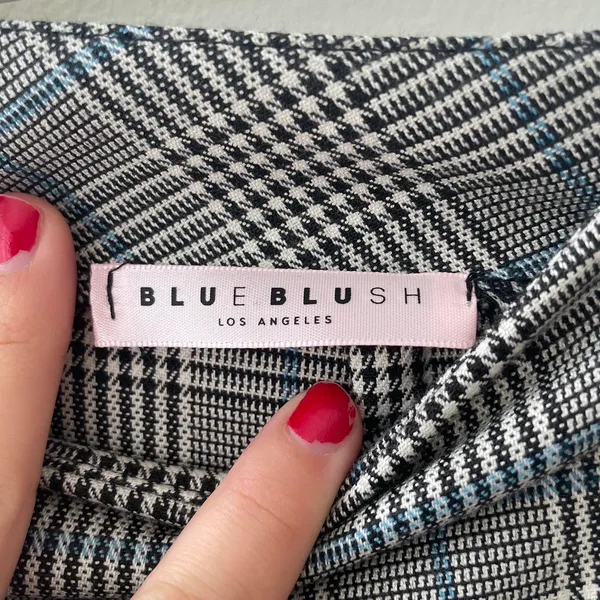 Blue Blush Plaid Mini Skirt - Image 3