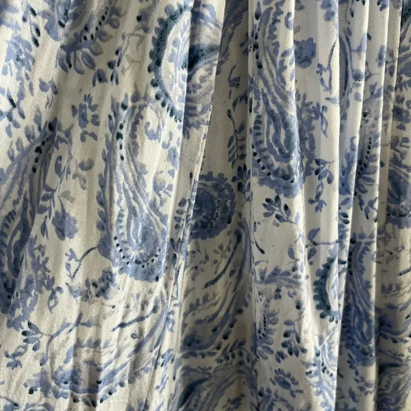 Boho Me crop wide leg JUMPSUIT XS smocked paisley floral shabby chic BLUE WHITE - Image 9