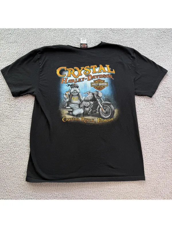 Harley Davidson Crystal River Florida Bulldog Motorcycle T Shirt XL Made in USA - Image 2