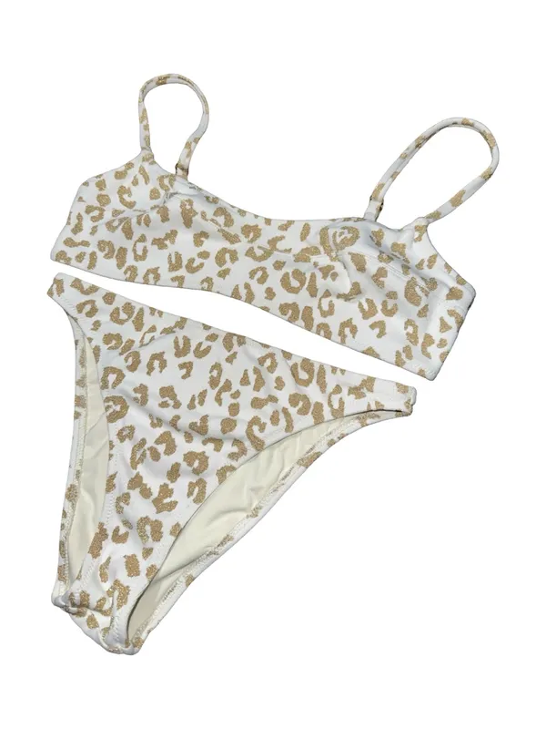 SOLID & STRIPED Women’s Size M Top S Bottom White Gold Leopard Print Bikini - Image 9