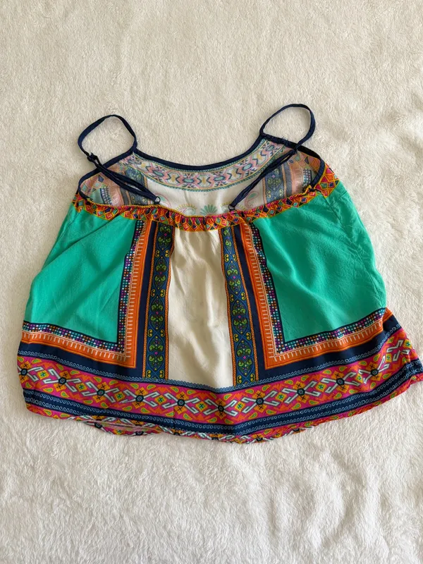 Flying Tomato Boho Euro Summer Festival Beach Paisley Spaghetti Strap Tank L - Image 3