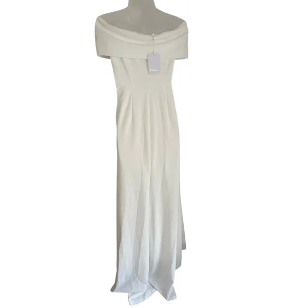 Lulu's Exceptional Romance Off Shoulder Mermaid Maxi Dress Wedding Bridal Small - Image 4