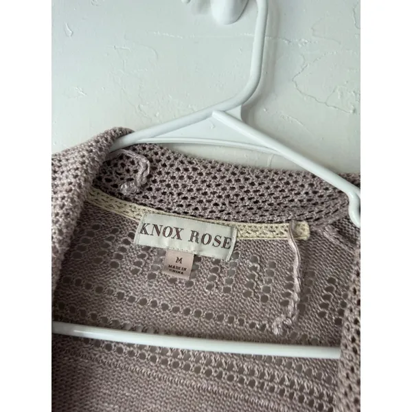 Knox‎ Rose Women's Mauve Knit Open Cardigan Sweater M Lightweight Boho Casual - Image 4