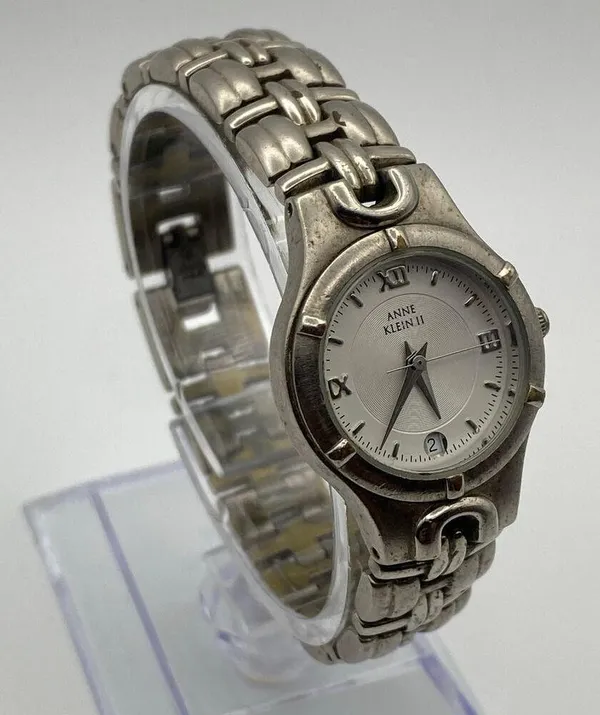 Anne Klein II Silver Stainless Steel Day Indicator Watch Working - Image 4