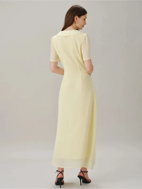 RIHOAS Pale Yellow Tie-Front Maxi Dress - Image 10