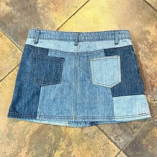 Gianni Bini Patchwork Denim Jean Skirt Medium - Image 7