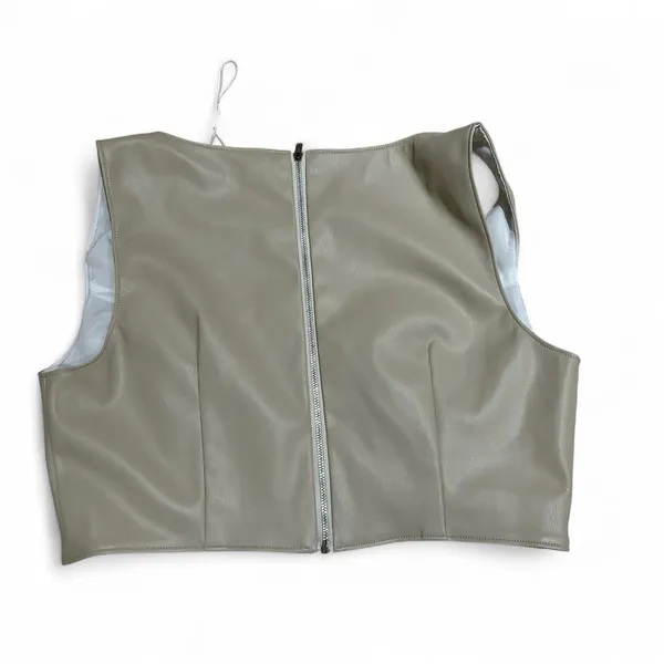 Source Unknown Lavender Brown tan faux leather corset top - Image 5